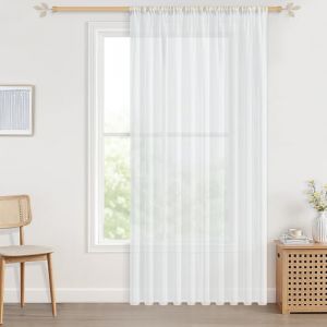 CUTEWIND Rideaux Enfants Halftransparent Blanc L 200 cm x H 240 cm, Blanc Rideaux Passe Tringle Grande Largeur de Porte Interieur 1 Pi&egrave;ce, Rideau Voilage pour Salon, Chambre et Cuisine (CUTEWIND HOME, neuf)