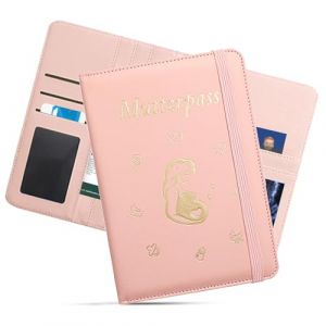 &Eacute;tui de protection pour carnet de maternit&eacute; en cuir synth&eacute;tique avec 9 compartiments pour &eacute;chographie, carte d'assurance, carnet de vaccination, annonce de grossesse, rose (BozeRICH, neuf)