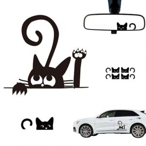 3 Pièces Autocollants de Voiture Chats,Chat Sticker Autocollant Vinyle Automobile Décoration Extérieure Décorations de Voiture Accessoires Decal pour SUV Camion Moto Portes Murs Ordinateur Portable (Mxcwir EU, neuf)
