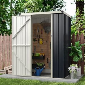 RELAX4LIFE Abri de Jardin en Acier Galvanis&eacute; 117x89x162cm(1M&sup2;) - Petit Cabanon de Rangement avec Porte Verrouillable pour Outils V&eacute;los, Installation 50% Plus Facile (RELAX4LIFE, neuf)