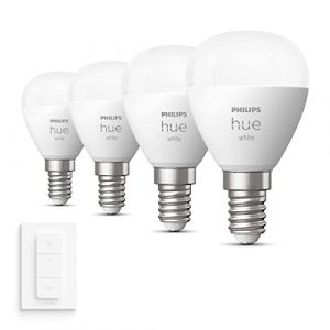 Philips Hue Pack avantag&eacute; - E14 - avec 4 Ampoules sph&eacute;riques - Lumi&egrave;re blanche chaude - Comprend 1 Variateur de lumiere Hue - Hue White (Light Gallery Netherlands, neuf)