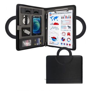 GraduatePro Porte Document Cuir Bloc Document Homme Femme Voyage Bureau Ufficio Réunion Organisateur Dossier de Conférence Noir (GGS SHOP, neuf)
