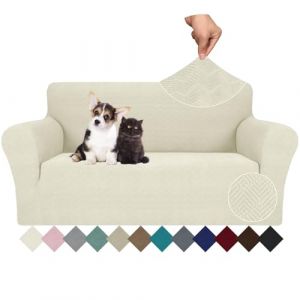 Ystyle Extensible Housse Canapé 2 Places, Universelle Housse De Canapé avec Accoudoirs, Housse Protection Canapém, Sofa Cover Antidérapante, Couvre Canapé pour Chiens Chats Animaux, Beige (YSTYLE HOME, neuf)