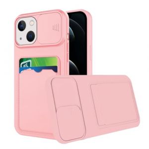 Wousunly Compatible avec Coque iPhone 13 Mini Antichoc avec Porte Carte, Etui iPhone 13 Mini Silicone avec Protection Cache Camera Coulissant Coque de Telephone Ultra Fine Housse (Rose) (Wousunly, neuf)