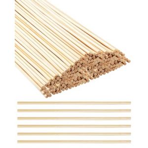 HUVZOR 50 Pi&egrave;ces Baguette Bois &Oslash; 3 mm Longueur 30 cm Rond en Bois Lisse et Sans Bavure Baton Bois pour Arts Plastique Bricolage D&eacute;corations & Mod&egrave;le Architectural (Volumetech OU, neuf)