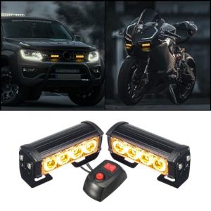 HEHEMM Lumi&egrave;res Stroboscopiques, 2PCS 8 LEDs d'urgence Stroboscopique Feux de D&eacute;tresse Feux de Secours Clignotant Feux D'avertissement 10-30V Universel pour Voiture Camion Remorque(Ambre) (HEHEMM, neuf)