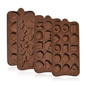 UR URLIFEHALL - Lot de 4 moules en silicone pour chocolats, formes de notes de musique et en forme de c&oelig;ur, moules pour p&acirc;te &agrave; modeler pour la cuisson, gel&eacute;e, bonbons, biscuits, d&eacute;corations de g&acirc;teaux (UR URLIFEHALLEU, neuf)