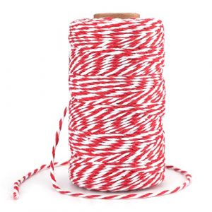 G2PLUS 100M Ficelle Rouge et Blanche Corde de Noël Rouge Ficelle de Noël Rouge Ficelle de Coton Durable pour la Cuisson, Les Bouchers, Les Bricolages, L'emballage de Cadeaux de Noël (BIGGER, neuf)