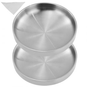 Lot de 2 gamelles plates pour chat en acier inoxydable 304 - Anti-chute - Facile &agrave; nettoyer - Avec bavoir pour animaux de compagnie (JRSHIRLEY LTD, neuf)