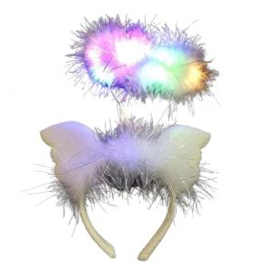 Bandeau Angel Halo, casque d’ange | Costume de Halo d'ange LED moelleux - Couvre-chef léger avec ailes d'ange, Costume lumineux pour Halloween, mascarade, anniversaire, jeu de rôle (chhuatrade, neuf)