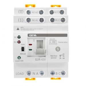 GEYA Mini ATS Commutateur de transfert automatique/manuel &agrave; double alimentation, dispositif de protection contre les surtensions et les sous-tensions,montage sur rail DIN(4P-63A,AC220V) (IGOYO, neuf)