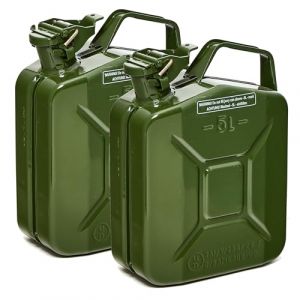 BW® Jerrican en métal pour carburant - 2 x 5 l - Vert olive - RAL 6003 - Certifié TÜV et homologation ONU - Fabriqué en Europe (let's build brands, neuf)