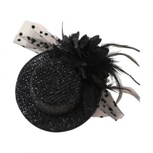 Chapeau bibi &agrave; plumes avec fleur pour Teaparty ann&eacute;es 20, cosplay, f&ecirc;te, chapeau haut, clip lat&eacute;ral pour occasion formelle (rRrrRR, neuf)