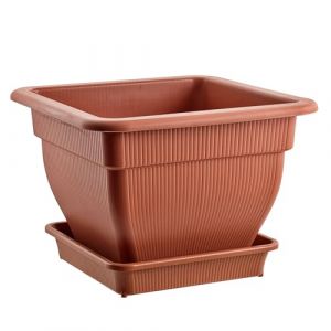 BURI L Pot de fleurs, 38 x 38 x 28 cm, avec réservoir d'eau et soucoupe, 18 l, contre l'eau stagnante, en terre cuite, résistant aux UV et au gel, robuste (1a-Handelsagentur, Expédition d'Allemagne, les Termes et Conditions et politique de retour, neuf)