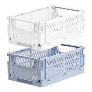 Pmueuff 2 Pièces Caisse Rangement Pliable, 25 x 16 x 10 cm Cagette Plastique Pliable Petite Boîte de Rangement Plieble Caisses Panier Pliants Empilables pour Cuisine, Bureau, Chambre, Salle de Bain (MahovGGWP ou, neuf)