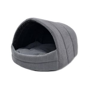 ODOLPLUSZ Niche pour chien - Maison exclusive pour chien ou chat - 2 tailles confortable et lavable (graphite en velours côtelé, S) (Odol Store, neuf)