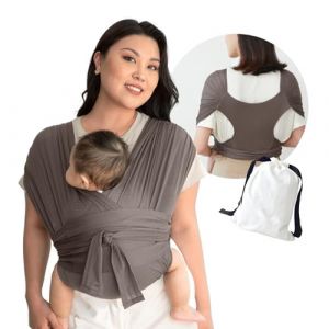 Liemuao Bandeau Peau à Peau pour Nouveau-Nés, Porte Bebe Naissance Coton Respirant, Écharpe de Portage Bébé Facile à Enfiler, Ergonomique et Légère pour Enfants Pesant Entre 3 et 15 kg (Chocolat) (Liemuao, neuf)