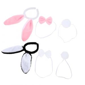 TOVINANNA 2Sets Bunny Ears Set Animal Bandbbit Accessoire Bunnies En Peluche Tail Hair Wear Performance Performance Headress Décor Party Hair Wear Robe Tissu (Qieiyi, neuf)