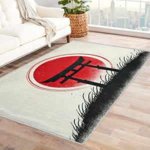 Torii Japonais Decoration - Tapis Japonais, Grand Tapis Salon Chambre Style Asiatique, Moquette Antidérapant et Lavable en Machine, Tapis de Sol Interieur Doux à Poil Ras, 120x160 cm (zhechengnuannuan, neuf)