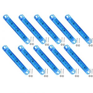 Lot de 10 feux de gabarit lat&eacute;raux &agrave; LED bleus - 12-24 V 9 LED &eacute;tanches pour remorque, camion, camping-car, bateau, camping-car, fourgonnette - Feux de gabarit avant/arri&egrave;re, feux de position durables (Aototeck US, neuf)