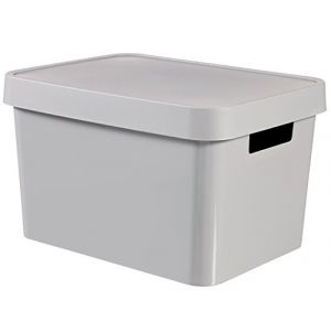 Curver 04743-099-01 Infinity Bo&icirc;te &agrave; Rangement avec Couvercle Plastique Gris Clair 36,3 x 27 x 22,2 cm 17 L (ZooArt, neuf)