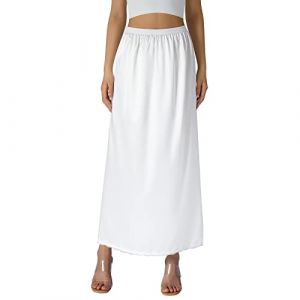 Geagodelia Jupon de Fond sous Robe Longue Femme Taille Elastique, Satin (Blanc, M) (xiqingluo, neuf)