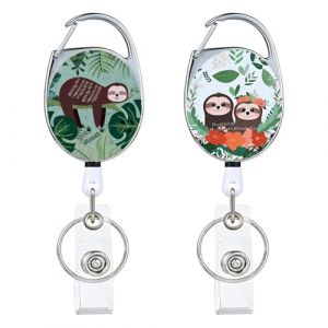 Silars Porte Badge Enrouleur avec Mousqueton, 2pcs Porte Clef Enrouleur Porte Clé Yoyo avec Mousqueton, Porte Badge avec Cordon Rétractable pour Sert à Fixer Les Clés Et Les Cartes d'accès (03) (Silars, neuf)