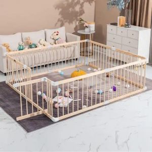 Parc Bébé Modulable XXL en Bois de Pin Massif - Parc Enfant Non Peint Sécurisé avec Porte - TOP QUALITÉ & Assemblage/Démontage Faciles en 10 min - 180x200/190x190cm - Parc Bébé Bois (Finesse Online Store B.V., neuf)