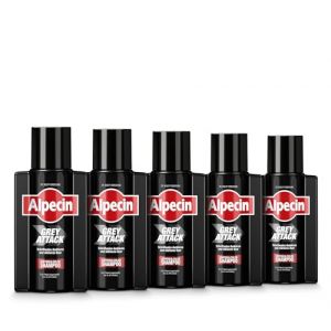 Alpecin Grey Attack Lot de 5 shampoings color&eacute;s &agrave; la caf&eacute;ine et &agrave; la couleur - Assombrissement progressif des cheveux - R&eacute;sultat de couleur naturel &agrave; partir de 3 &agrave; 4 semaines - Pr&eacute;vient la chute des (infinitiv, neuf)