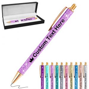 Xiuyours Stylo Personnalisé avec Nom Prénom, Cadeau Stylo Personnalisable, Beau Stylos à Bille Personnalise pour Mariage Femme Fille Collegue, Violet (Lokfun, neuf)