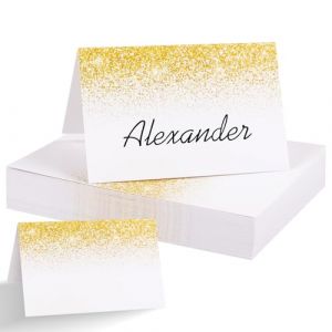 Lot de 50 Marque Place 5,5x8,5CM Porte Nom Table Baptême Cartons Placement Cartes de Nom Anniversaire pour Mariage Table Réceptions Fêtes Evénements Célébrations (SaEnkeji, neuf)