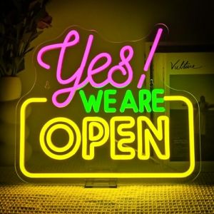SIGNSHIP Yes We Are Open Neon Led, We Are Open Led Néon Intensité Variable pour Décoration Murale, Enseigne Lumineuse Pour Café,Club,Restaurant,Hôtel,Magasin,Bar,Cadeaux (Daichu-US, neuf)