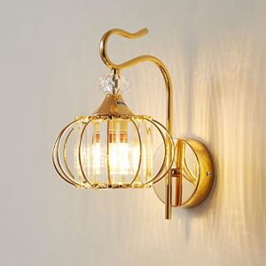 LED Applique Murale M&eacute;tal Interieur Lampe Murale Verre, Fer Forg&eacute; Veilleuse Murale moderne Simple, E27 d'or Lampe de Chevet pour Salon Chambre Couloir Restaurant Salle de bains Escaliers (Dor&eacute;) (XINYANSEE Official Store, neuf)