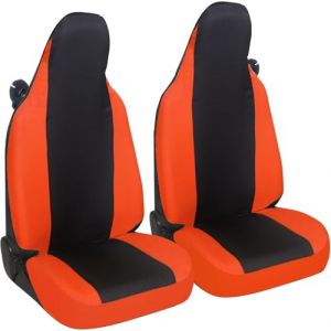 Susy Shop Housses de siège auto compatibles pour Smart fortwo, 450 451 et 453, lot de 2 housses avant, fabriquées en tissu polycoton (noir/orange) (Susy Shop, neuf)