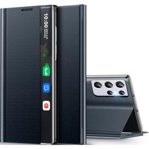 Qissy Coque S21 pour Samsung S21 Etui Clear View Cover &agrave; Rabat &Eacute;tui Housse Galaxy S21 Mince Antichoc Anti-Rayure Flip Folio B&eacute;quille Stand Support Coque pour Samsung Galaxy S21 5g Case (Bleu Profond) (Qissy-FR, neuf)