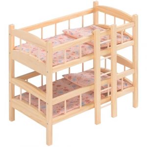 howa Miniflowers 2460 Lit superposé en bois pour poupée avec 2 literie, convient pour poupées jusqu'à 50 cm, avec échelle, divisible en 2 lits de poupée (howa-shop, neuf)