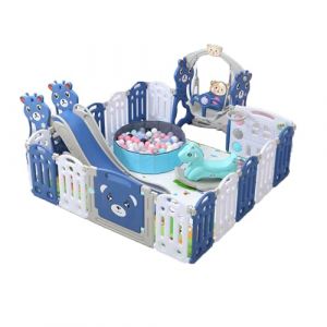 Nine point nine Parc Bebe, Grand Parc Bebe Modulable avec Tapis, Parc Bebe Pliable Extérieur Intérieur pour Enfant, Aire de Jeux Centre d'activités Nourrissons avec Éponge Anti-collision (B 14+2) (Kaiwen baby products, neuf)