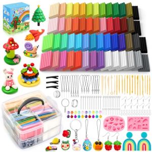 Bridokit 54 Pcs Pate Polymere, Cuisson Argile Polym&egrave;re, P&acirc;te Polym&egrave;re pour Enfants avec 19 Outils de Mod&eacute;lisation et 2 Moules en Silicone, Cadeau de No&euml;l pour Enfant (Xiyong-maoyi, neuf)