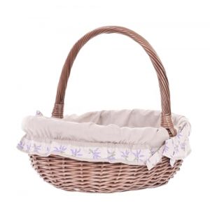 e-wicker24 Panier en osier gris avec joli doublure,Panier &agrave; provisions, gondole, basket ovale de courses (Maron avec Doublure) (e-wicker24, neuf)