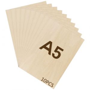 WISYOK 10pcs Contreplaqué 2mm, Planche Bois A5, Feuille de Bois Rectangulaire, Plaque Bois Brut, Bois Brut Non Finie, Panneau Feuille Découpe Laser pour Pyrogravure, Maquette, DIY - 21 * 15cm (WISYOK STORE, neuf)
