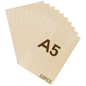 WISYOK 10pcs Contreplaqué 2mm, Planche Bois A5, Feuille de Bois Rectangulaire, Plaque Bois Brut Bouleau, Bois Brut Non Finie, Panneau Feuille Découpe Laser pour Pyrogravure, Maquette, DIY - 21 * 15cm (WISYOK STORE, neuf)