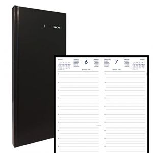 Agenda LECAS Long Travers 14x35 cm - 1 jour par page - NOIR - 2026 (FOURNITURE DISCOUNT, neuf)