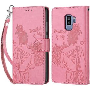 KENHONER Coque pour Samsung Galaxy S9 Plus, Housse Etui Portefeuille Cuir Multifonction, Fermeture Magn&eacute;tique &agrave; Clapet Anti-Choc Compatible avec Coque Samsung S9 Plus Book - Rose (KENHONER, neuf)