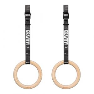 Gravity Fitness Anneaux de Gymnastique en Bois avec Sangles Ajustables &ndash; Anneaux Olympiques Premium pour Calisthenics, Entra&icirc;nement au Poids du Corps, Musculation, Home Gym, Fitness (Born Active Group, neuf)