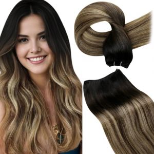 LaaVoo Extension Cheveux Naturel Tissage Balayage Noir Marron Extension Tissage Cheveux Naturel oir Brun Fonc&eacute; Ombre Blond Clair 50cm 100g Tissage Extension Cheveux Humain #1b/4/27 (Laavoo, neuf)