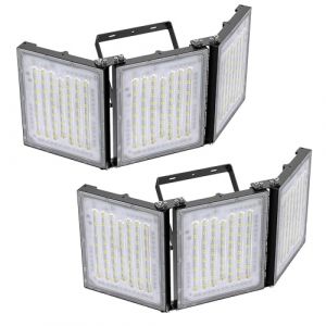 STASUN Mini série 2 Pack Projecteur LED d'extérieur, 480W 48000lm éclairage extérieur, 6000K lumière du jour blanche, IP66 projecteur extérieur étanche lumière de sécurité extérieure avec 3 têtes (Langx lights, neuf)