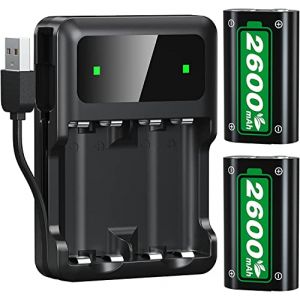 Batterie pour Xbox One/Xbox Series X/Xbox Series S, 2 x 2600mAh Rechargeable Batteries pour Xbox Series X|S/Xbox One S/Xbox One X/Xbox One Elite Manette (Ponkor-EU, neuf)