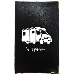 Syl'la Porte Carte Grise et Papier Voiture en Simili pour Femme ou Homme Noir (Camping Car personnalisé avec prenom) (sylla city, neuf)