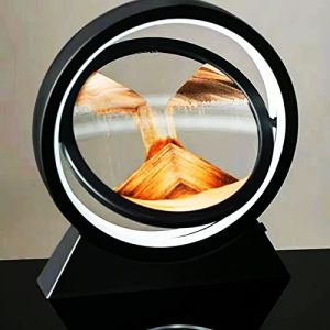 Yevheniy Photos de Sable à Tourner Avec Lumière LED - Sablier Rotatif 360°, Eau Profonde, Fluide - Lampe Rapide, Image 3D Mouvement Liquide, Veilleuse Ronde en Verre (Doré) (Yeya1129, neuf)