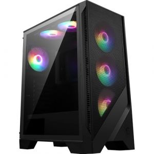 MSI Armoire mag Forge 120 A Airflow avec fenêtre RVB, Midi-Tower, ATX/Micro-ATX/Mini-ITX, USB 3.2, sans Source, 6 Ventilateurs RVB installés, Noir (Wimotic FR  ?, neuf)